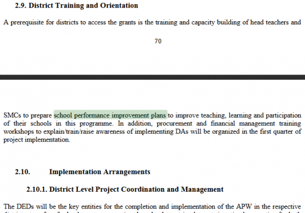 5a School Performance Improvement Plans